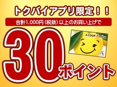 1000円（税抜）以上お買上げで30Ｐプレゼント！ 30ポイントプレゼント