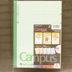 カラーキャンパスノート5色組（各種） 304円(税抜)