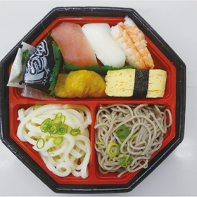 にぎり寿司＆二色麺セット 388円(税抜)