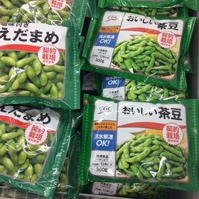 塩味付き枝豆.おいしい茶豆 198円(税抜)