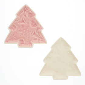 クリスマスツリープレート (ピンク、ホワイト) 300円(税抜)