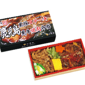 鹿児島黒豚ステーキと黒牛焼肉弁当 1,112円(税抜)