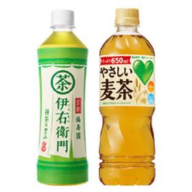 伊右衛門(525ml)／GREEN DA・KA・RAやさしい麦茶(650ml) 63円(税抜)