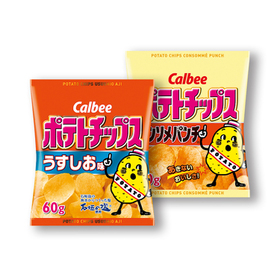 カルビーポテトチップス　うすしお味・コンソメパンチ 65円(税抜)