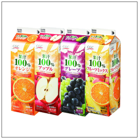 果汁100％ジュースCGC（オレンジ・アップル・フルーツミックス・グレープ） 98円(税抜)