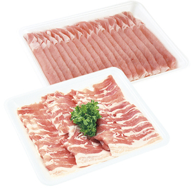 豚肉ロースうす切り・豚肉バラうす切り 138円(税抜)
