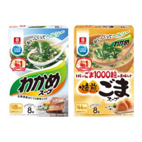 わかめスープ／焙煎ごまスープ(ファミリーパック) 247円(税込)