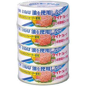 油を使用しないライトフレーク（かつお）(70g×4缶) 321円(税込)