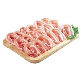国産豚肉（バラ） ブロック・うす切り 213円(税込)